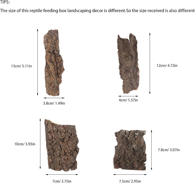 4pcs Natural Cork Bark Bits Reptile Bark Bedding Flat Cork Bedding Terrariums Substrate for Snake Spiders Bearded Dragons Frogs Tank Supplies