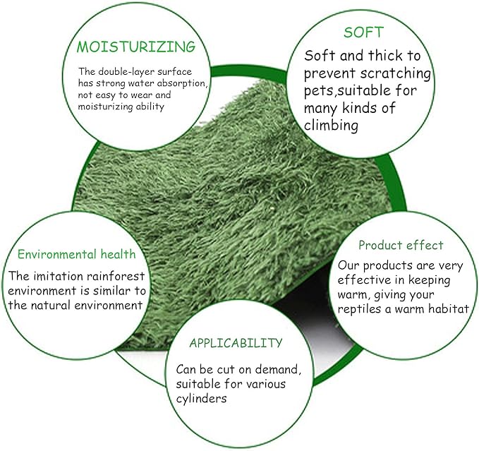 kathson 2 PCS Reptile Carpet Mat Terrarium Bedding Substrate Liner Mat Imitation Rainforest Crawler Mats for Snakes Bearded Dragon Gecko Chameleon Turtles Iguana（23.62 X 15.74 in）