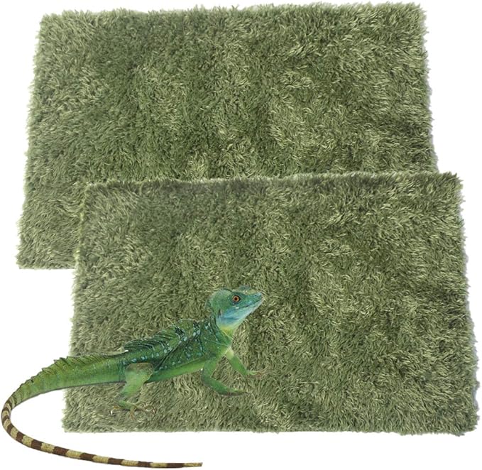 kathson 2 PCS Reptile Carpet Mat Terrarium Bedding Substrate Liner Mat Imitation Rainforest Crawler Mats for Snakes Bearded Dragon Gecko Chameleon Turtles Iguana（23.62 X 15.74 in）