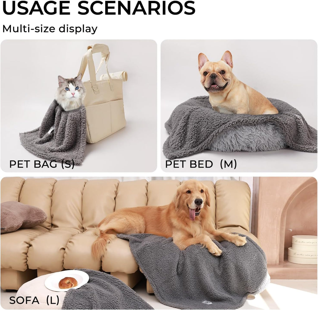 1 Pack 3 Calming Blankets Fluffy Premium Fleece Pet Blanket Soft Sherpa Throw for Dog Puppy Cat Grey Large (41" x31'')