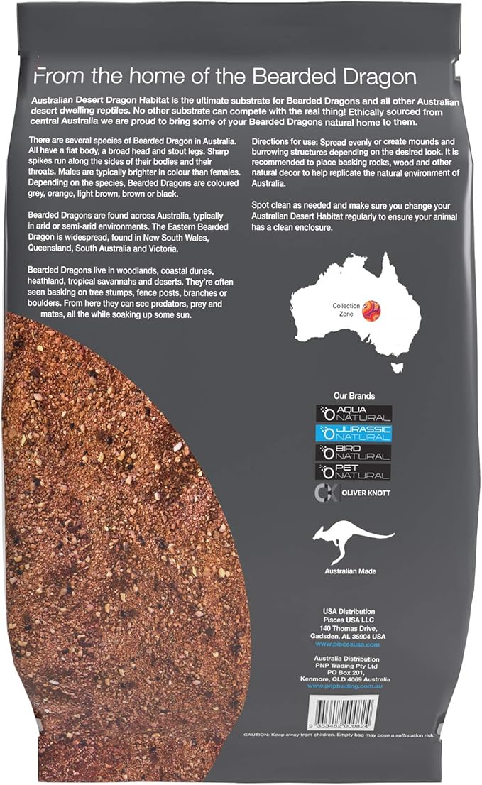 Jurassic Natural Australian Desert Dragon Habitat Substrate for Bearded Dragons and Other Lizards, Red, 20lb