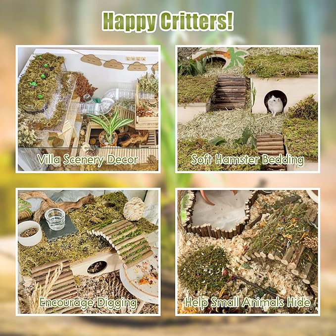 Riare 25QT Natural Sphagnum Moss for Reptiles -Soft Forest Reptiles Moss Bedding Nesting for Hamsters, Terrarium, Mices, Snakes, Turtle, Frog, Gecko Leopard (1.3LB)