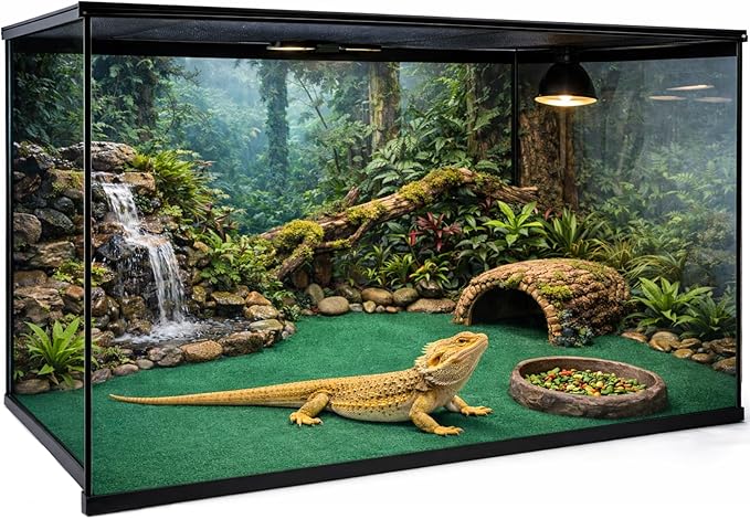 47" x 24" Large Reptile Carpet Terrarium Liner Bedding Reptile Substrate Mat Tank Accessories for Bearded Dragon Snake Lizard Tortoise Leopard Gecko (Green)