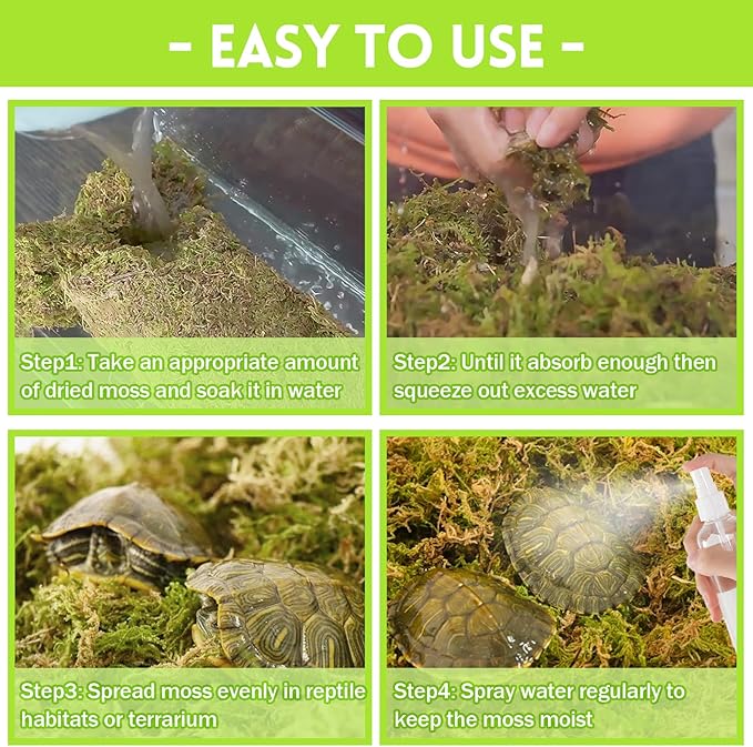 Riare 1.3LB Premium Sphagnum Moss for Reptiles- 50QT Natural Live Moss Reptile Moss Bedding for Terrarium, Hatching, Forest Sphagnum Moss Reptile Substrate for Snakes, Gecko, Turtles, Frogs, Leopard