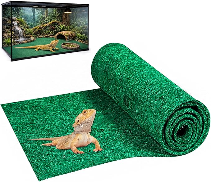 47" x 24" Large Reptile Carpet Terrarium Liner Bedding Reptile Substrate Mat Tank Accessories for Bearded Dragon Snake Lizard Tortoise Leopard Gecko (Green)