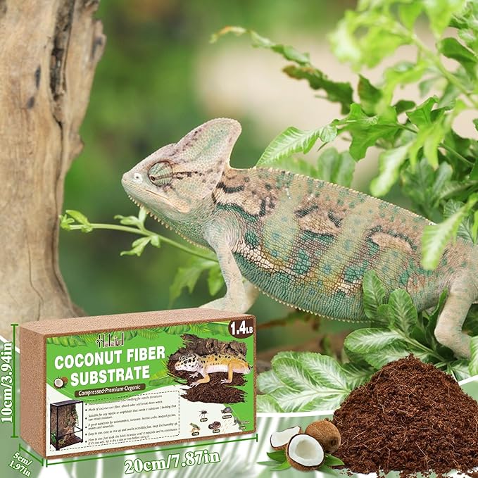 Halatool Coconut Fiber Substrate, 6 Pack Organic Coco Bricks Reptile Bedding for Tortoise Gecko Snake Lizard Hermit Crab Tarantula Worm Bin Frog