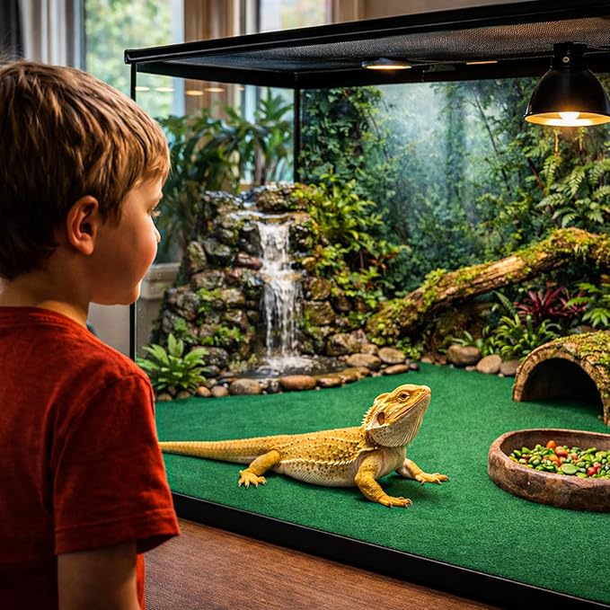 47" x 24" Large Reptile Carpet Terrarium Liner Bedding Reptile Substrate Mat Tank Accessories for Bearded Dragon Snake Lizard Tortoise Leopard Gecko (Green)