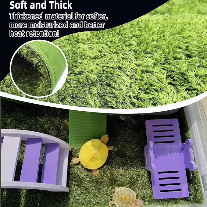 kathson 2Pcs Reptile Carpet Mat,35.4 x 17.7 in Terrarium Bedding Substrate Liner,Tortoise Imitation Rainforest Crawler Mats for Snakes Bearded Dragon Gecko Chameleon Turtles Iguana